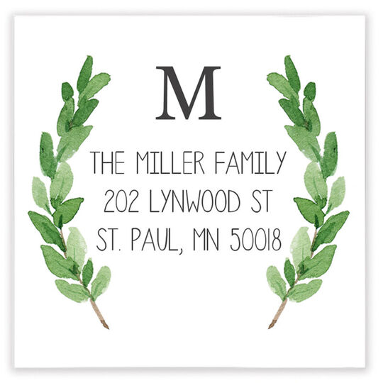 Two Sprigs Initial Square Address Labels